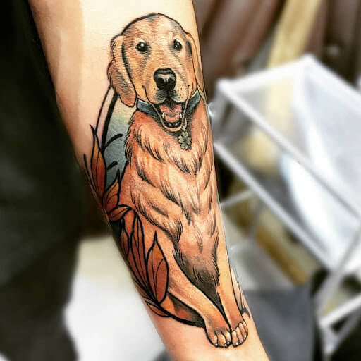 Golden Retriever tattoo on the right thigh Tattoo  Tattoofilter USA  for Men and Women